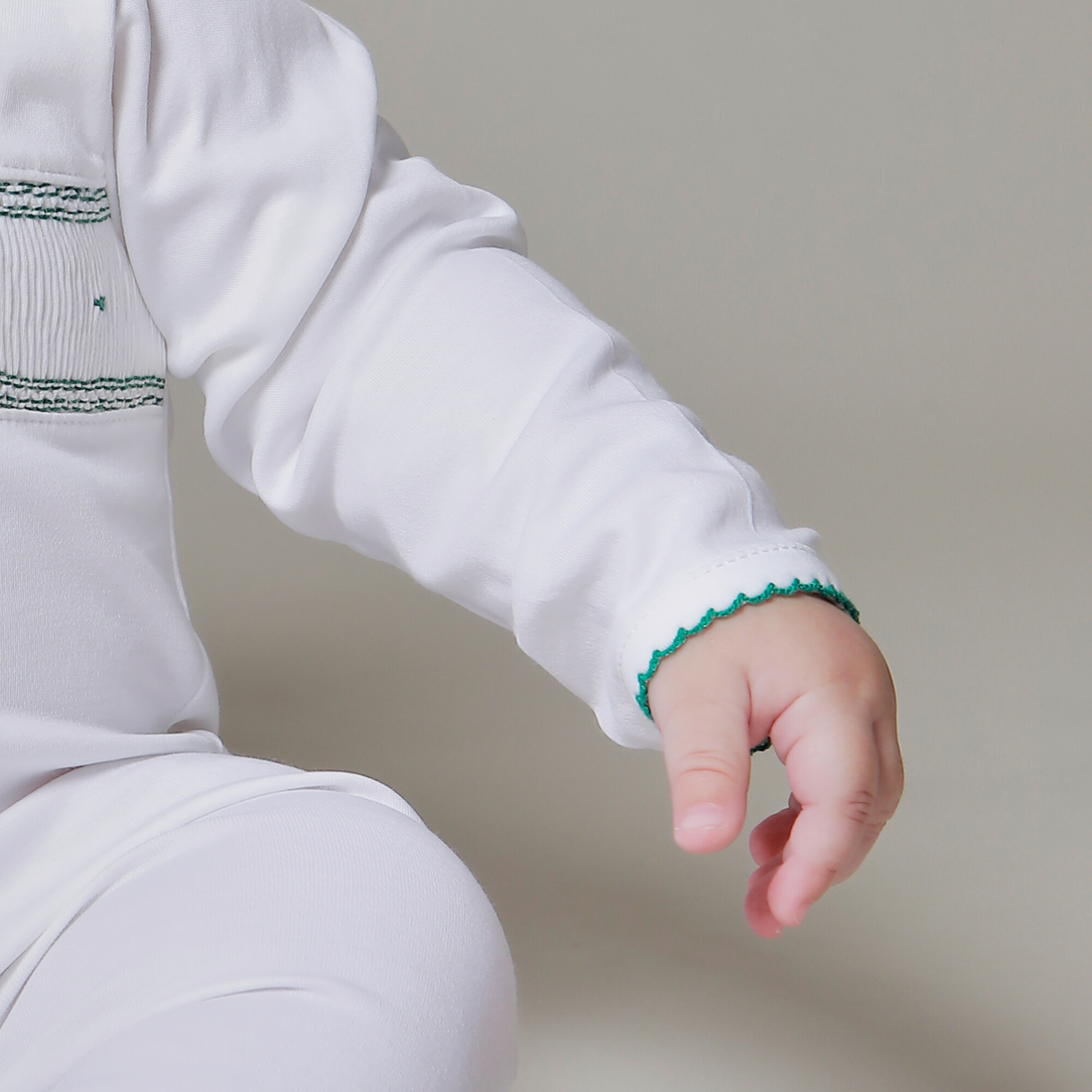 Green Rocking Horses Smocked Footie