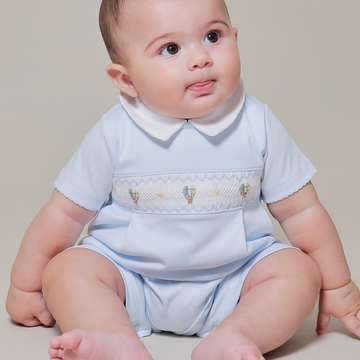 Hot Air Balloons in Blue Smocked Romper