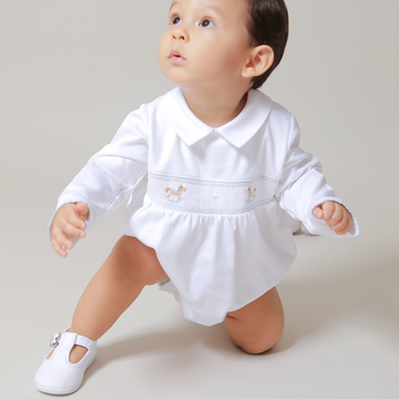 Blue Rocking Horses Smocked Bubble